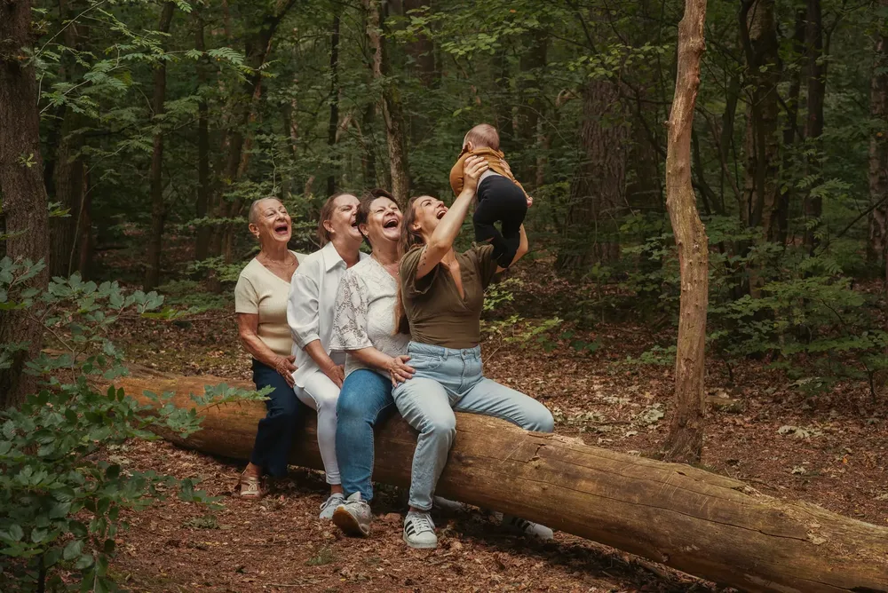 Vier generaties van Kimberly's familie samen op de foto